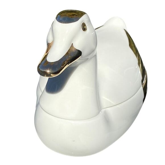 Duck Trinket Box Hand Painted Porcelain Italy RARE Agostinelli D’ Arte Bassano - Picture 3 of 10